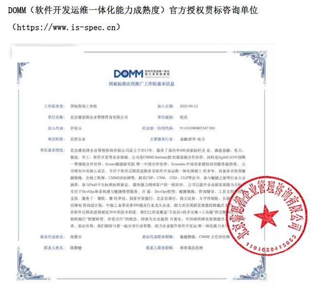 DOMM 官方授权贯标咨询单位